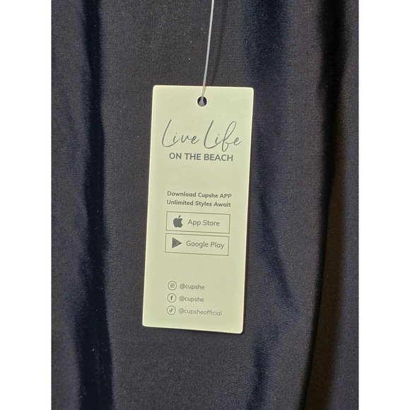 Cupshe One Piece Live Life On The Beach Swimsuit Black Womens SZ M New With Tags - Picture 4 of 6